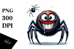 Funny Watercolor Goofy Smile Spider Clipart Product Image 3