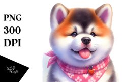 Cute Vibrant Akita | Watercolor Clipart Product Image 1