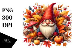 Detailed Vibrant Autumn Gnome, Transparent PNG Product Image 1