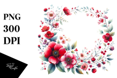 Red Flowers Frame | Sublimation Clipart Product Image 1