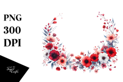 Red Flowers Frame | Sublimation Clipart Product Image 1