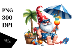 Whimsical Gnome Drinking a Cocktail, PNG Product Image 1