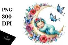 Vibrant Watercolor Baby Butterfly | Sublimation | Clipart Product Image 1
