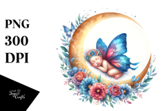 Vibrant Watercolor Baby Butterfly | Sublimation | Clipart Product Image 1