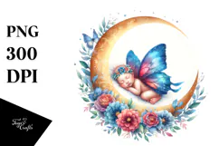 Vibrant Watercolor Baby Butterfly | Sublimation | Clipart Product Image 1