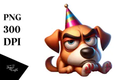 Exaggerated Dog with Party Hat PNG Product Image 1