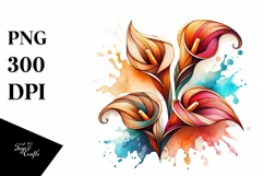 Abstract Wooden Calla Lily Watercolor Splash Product Image 1