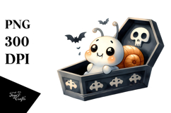Cute Baby Snail Popping Out from Coffin, High-Res PNG Product Image 1