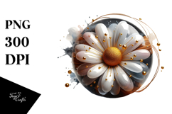 Glossy Daisy Watercolor Splash PNG Product Image 1