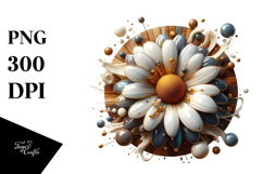 Glossy Daisy Watercolor Splash PNG Product Image 1