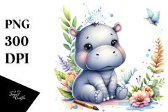 Energetic Baby Hippo PNG Product Image 1
