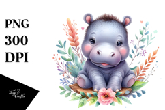 Energetic Baby Hippo PNG Product Image 1