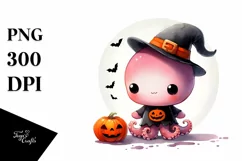 Cute Baby Octopus Halloween PNG Product Image 3