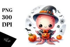 Cute Baby Octopus Halloween PNG Product Image 1