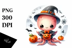 Cute Baby Octopus Halloween PNG Product Image 3