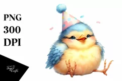 Colorful Watercolor Bird with Party Hat, Transparent PNG Product Image 3