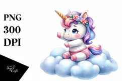 Cute Baby Unicorn Yoga Instructor on Cloud | Sublimation | Product Image 3