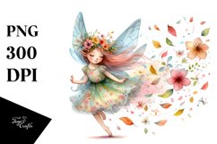 Colorful Tumbling Fairy with Spring Petals | Clipart Product Image 1
