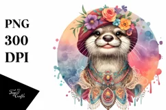 Sublimation Clipart Vibrant Otter Vintage Diva Product Image 1
