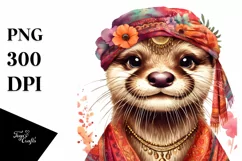 Sublimation Clipart Vibrant Otter Vintage Diva Product Image 1