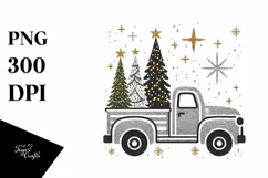 Simple Christmas Truck with Trees PNG Product Image 1