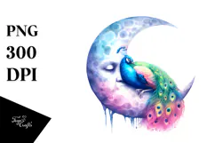 Vibrant Watercolor Pastel Peacock | Sublimation | Clipart Product Image 1