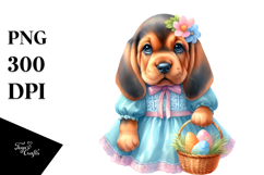 Easter Baby Bloodhound Watercolor, PNG Product Image 1