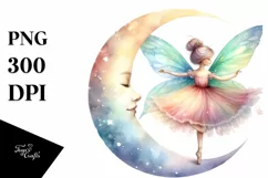 Fairy Pirouetting on Crescent Moon | Clipart Product Image 3
