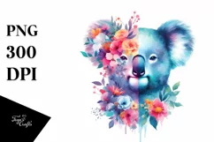 Vibrant Koala Abstract Clipart Half Made of Flowers Product Image 3