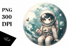 Vintage Astronaut Girl Clipart Product Image 1