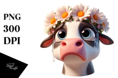Goofy Holstein Cow with Flower Crown, Transparent PNG Product Image 1