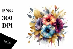 Vibrant Petunia Splash Bouquet | Sublimation | Clipart Product Image 1