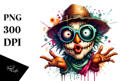 Goofy Scarecrow Blowing a Kiss, Watercolor PNG Product Image 1