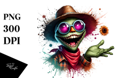 Goofy Scare Crow with Bat Sunglasses PNG Product Image 1
