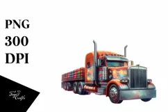 Sublimation Flower Sticker Vintage Semi Truck Fireworks Product Image 1