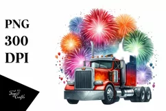Sublimation Flower Sticker Vintage Semi Truck Fireworks Product Image 3