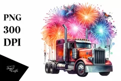 Sublimation Flower Sticker Vintage Semi Truck Fireworks Product Image 1