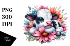 Sleeping Baby Cow Clipart Product Image 3