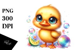 Goofy Baby Duck with Soap Bubble PNG Product Image 1