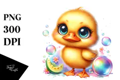 Goofy Baby Duck with Soap Bubble PNG Product Image 1