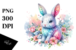 Colorful Watercolor Bunny Made of Diamonds PNG Product Image 1