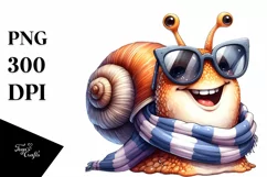 Whimsical Snail Scarf Watercolor Clipart Product Image 3