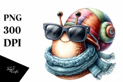 Whimsical Snail Scarf Watercolor Clipart Product Image 3