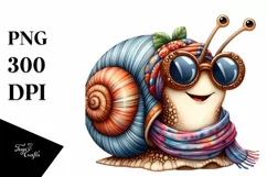 Whimsical Snail Scarf Watercolor Clipart Product Image 1