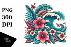 Retro Tropical Flower Waves | Clipart Product Image 3