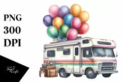Vintage RV Balloons Watercolor Clipart Product Image 3