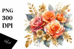 Vibrant Orange Roses Watercolor PNG Product Image 3