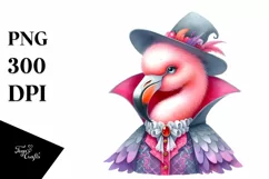 Colorful Flamingo Vampire | Sublimation Clipart Product Image 1
