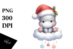 Santa Hippo on Cloud PNG Product Image 1