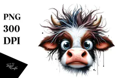 Funny Cow with Cool Looking Hair PNG Product Image 1